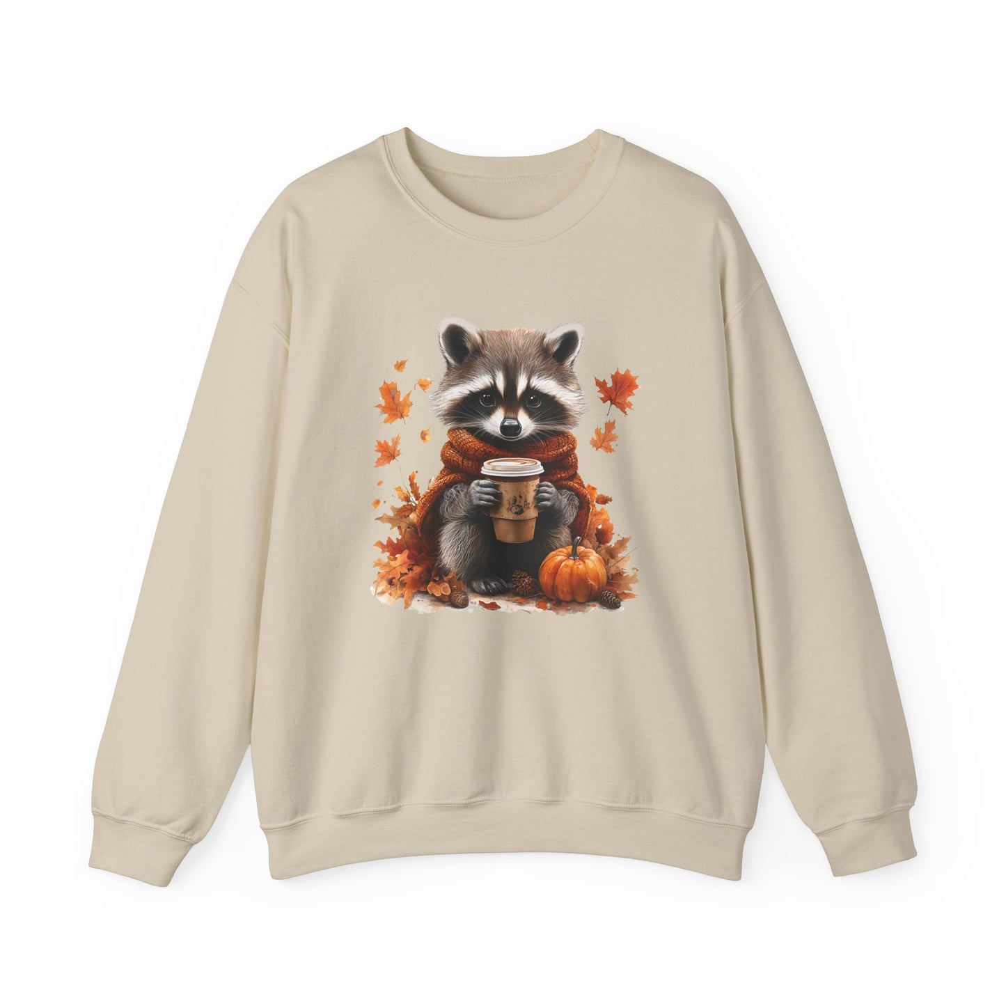 Pumpkin spice fall vibe racoon crewneck sweatshirt
