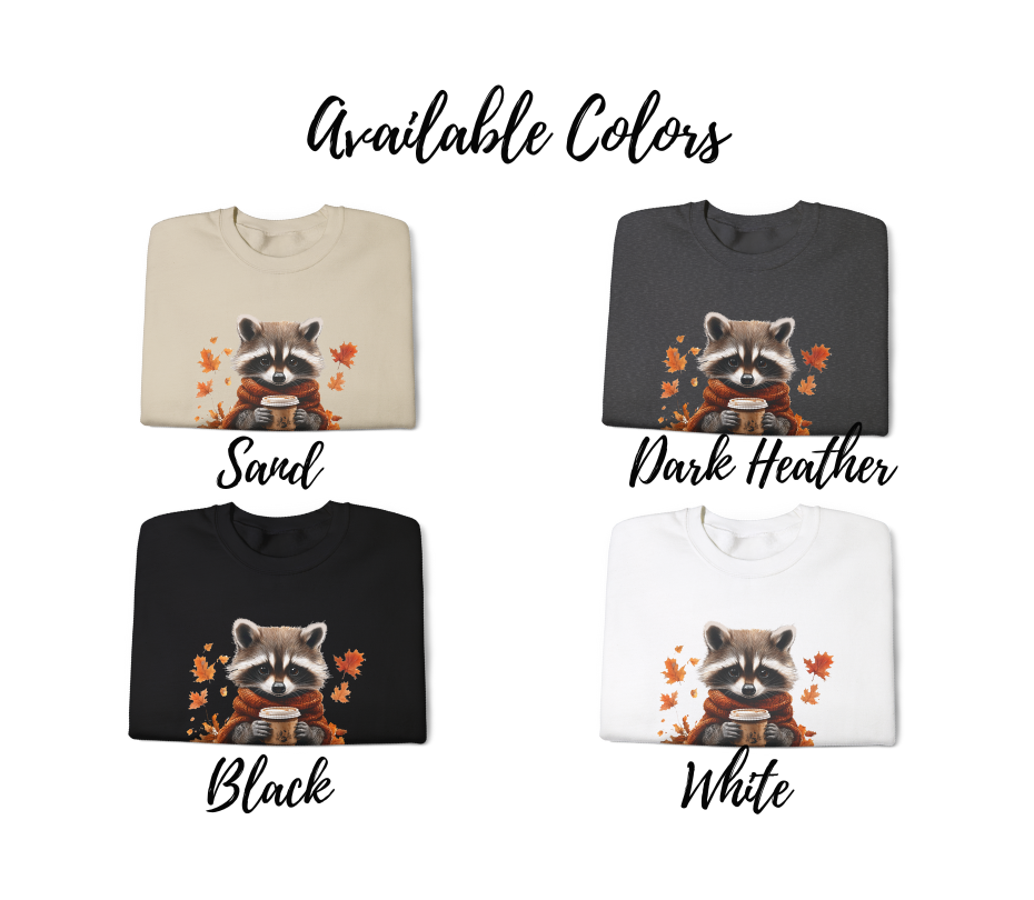 Pumpkin spice fall vibe racoon crewneck sweatshirt