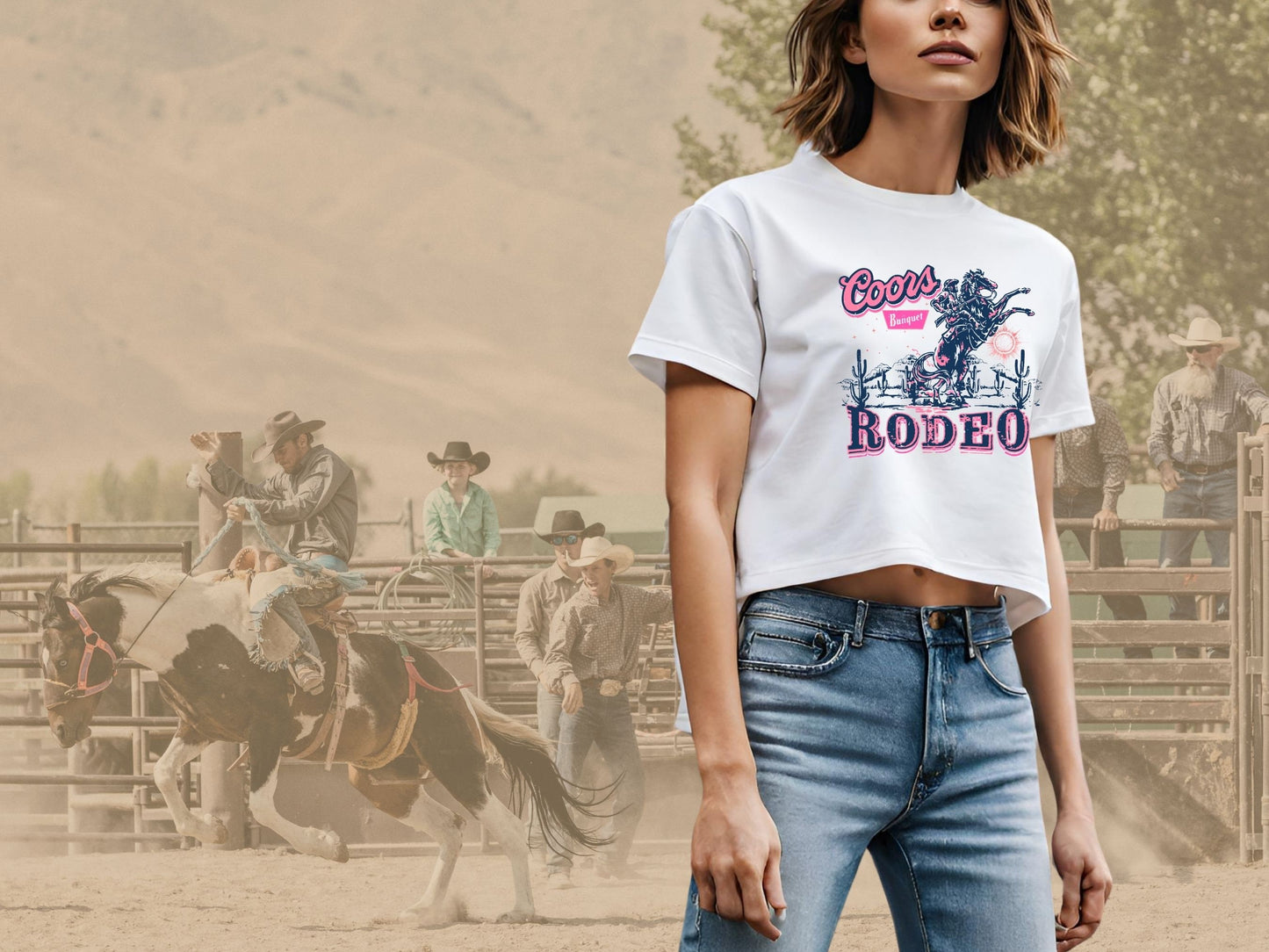 Vintage Coors Rodeo Women's Flowy Cropped T-shirt
