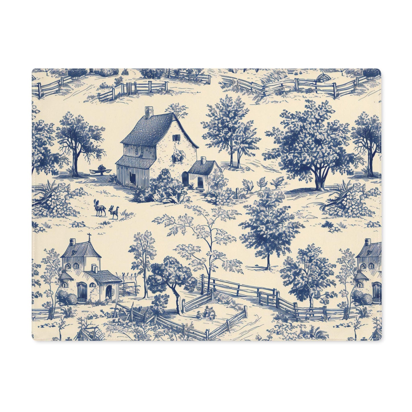 Chinoiserie Toile De Jouy Blue and White Placemat, French Country Table Decor, Dining Mat, Kitchen Table Setting, Vintage Farmhouse