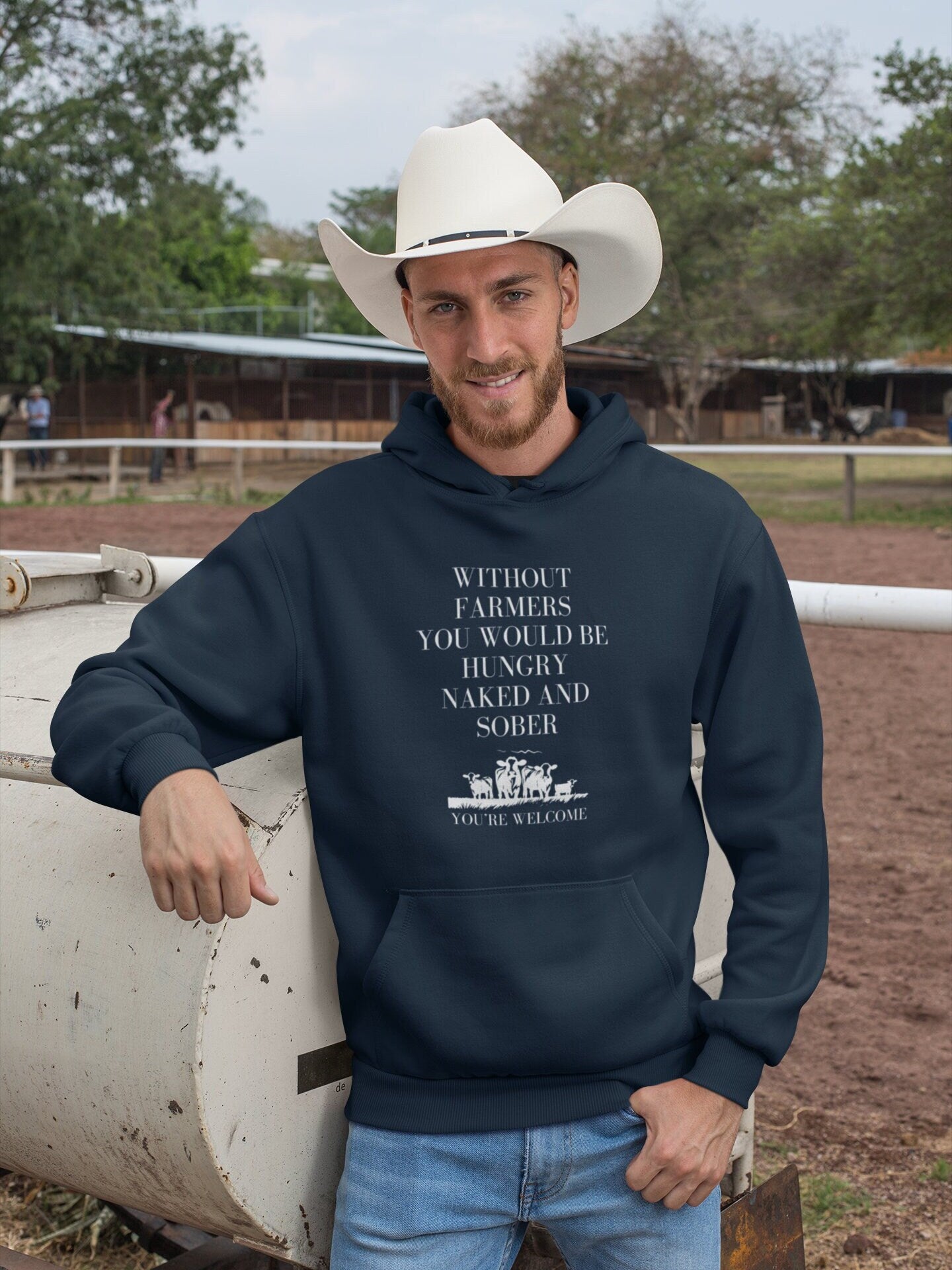 Support Farmers: Without Farmers you'd be hungry naked and sober| No Farmers No Food Hoodie | Western Hoodie