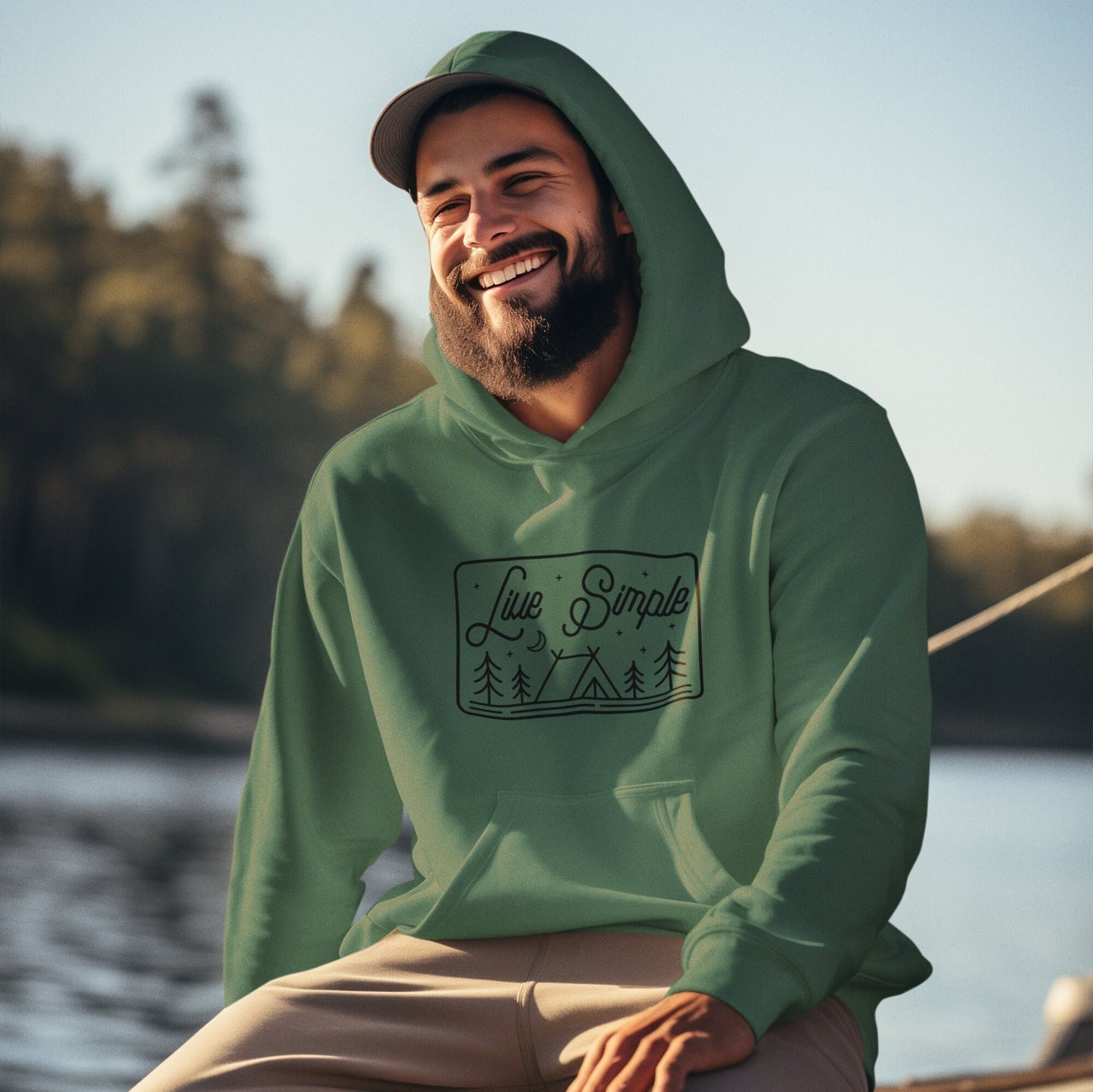 Live Simple Unisex College Hoodie | Camping Hoodie | Outdoorsy Gifts | Cabin Life | Lake Life Hoodie | Men's Hoodie | Women's Hoodie |