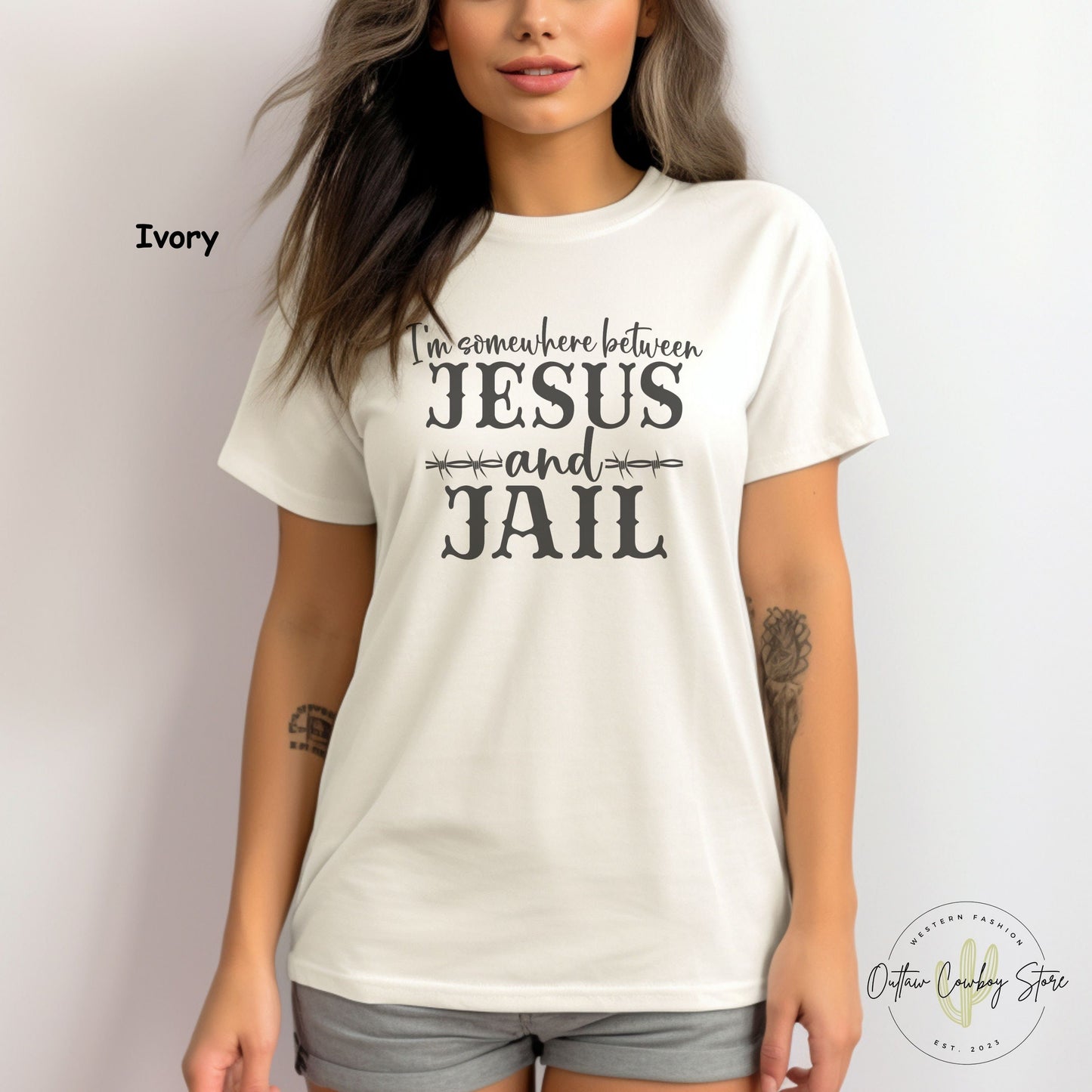Country Music "Somewhere Between Jesus and Jai" l - Johnny Cash, Comfort Colours Premium Women's T-shirt