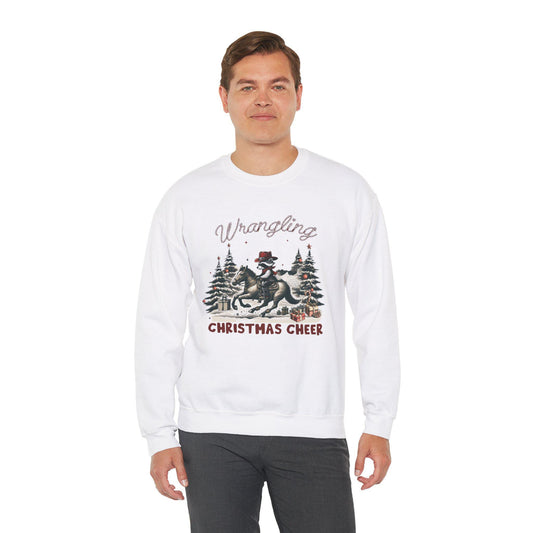 Rodeo Racoon Christmas Crewneck Sweatshirt, Holiday Animal Pullover, Winter Cheer shirt, Cute Critter Xmas Top, Festive Sweatshirt