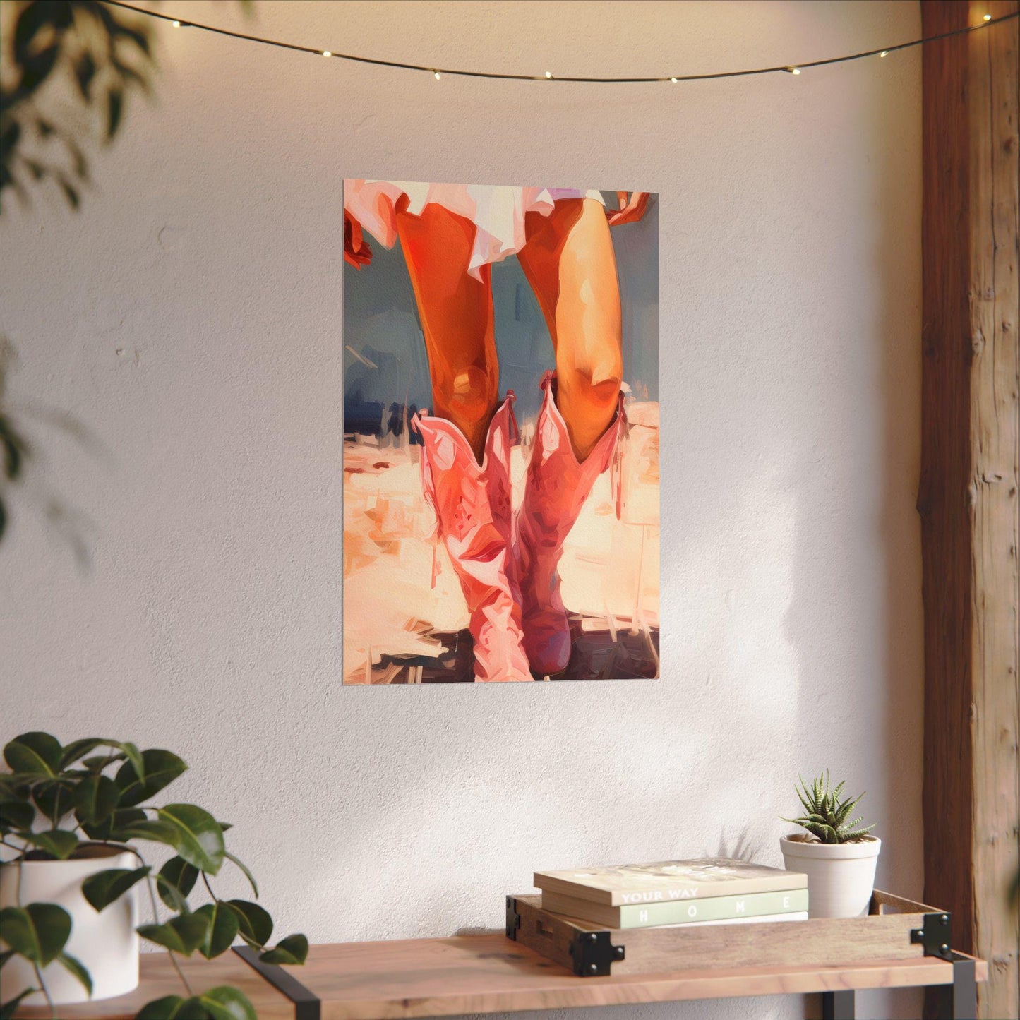 Matte Poster, Coastal Cowgirl Watercolor Art Print, Textured Beach Wall Decor, Western Home Office Decoration, Cowgirl Gift, Country Boho