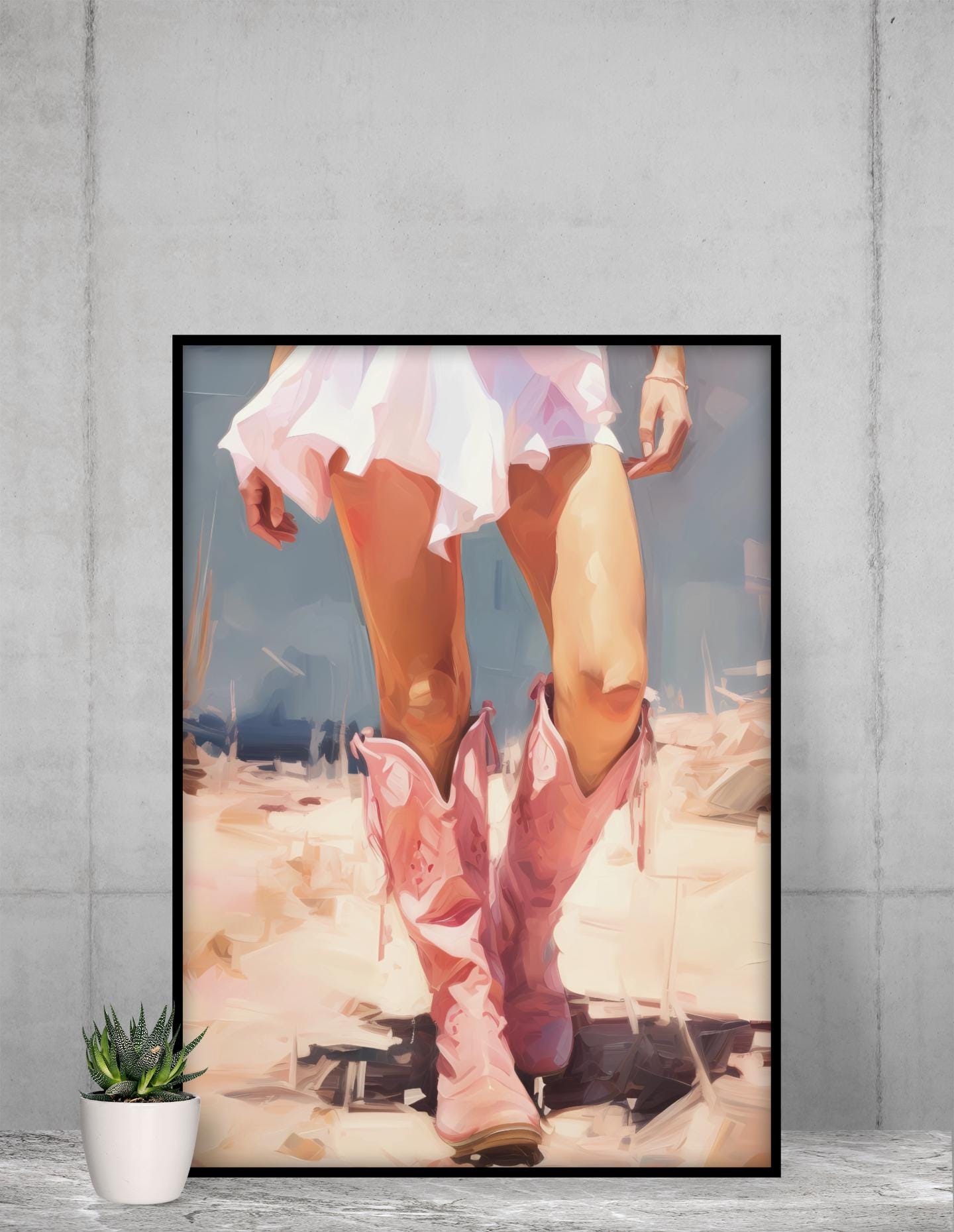 Matte Poster, Coastal Cowgirl Watercolor Art Print, Textured Beach Wall Decor, Western Home Office Decoration, Cowgirl Gift, Country Boho
