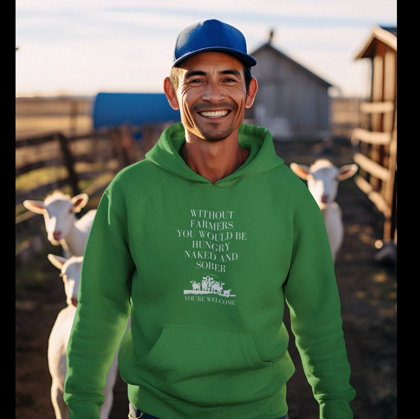 Support Farmers: Without Farmers you'd be hungry naked and sober| No Farmers No Food Hoodie | Western Hoodie