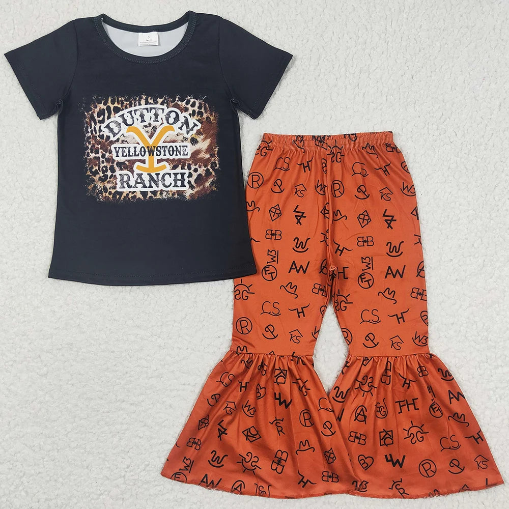 Western Style Girls Clothes Sizes 6T -16T Fashion Kids Clothes Girls Bell Bottom Outfits Girl Clothing