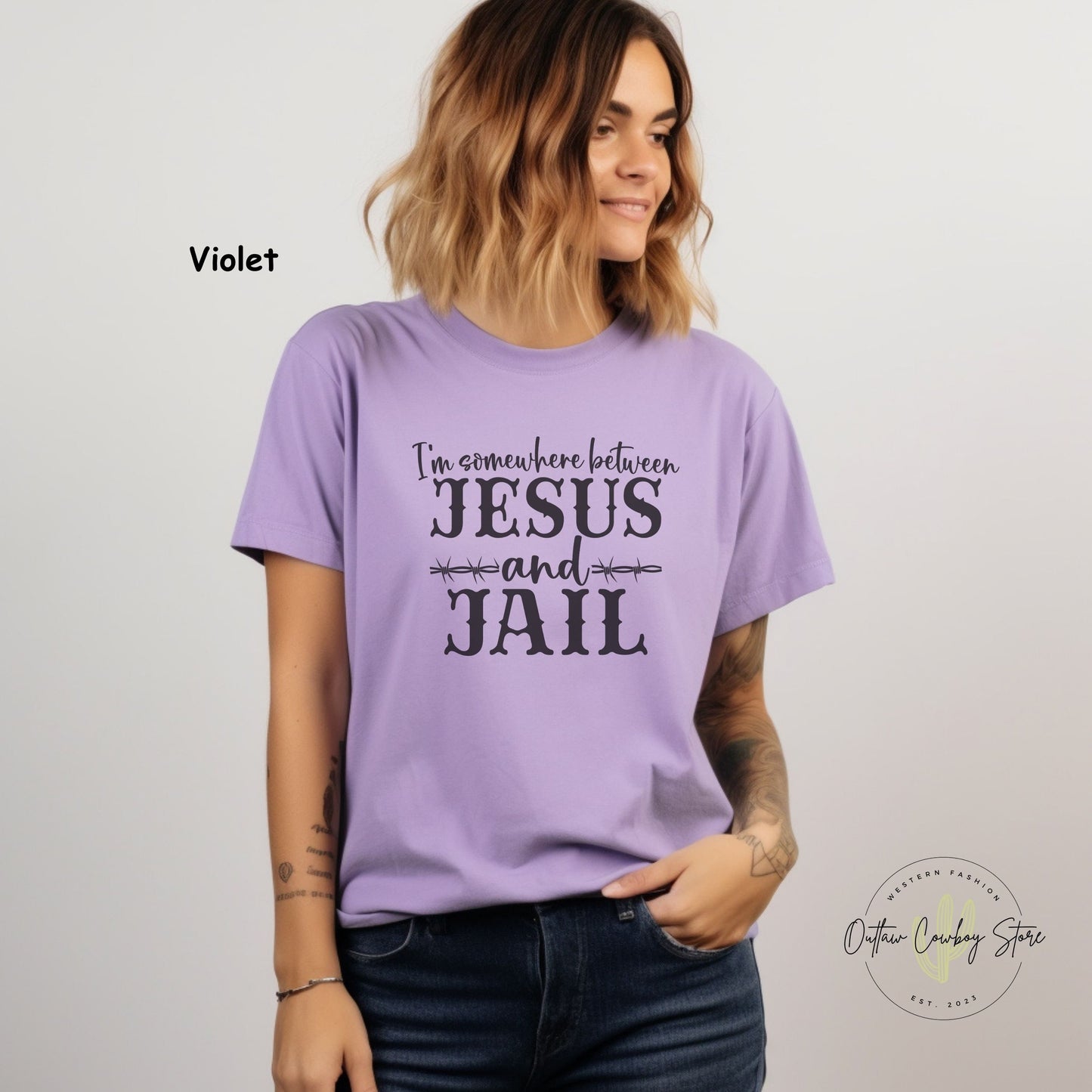 Country Music "Somewhere Between Jesus and Jai" l - Johnny Cash, Comfort Colours Premium Women's T-shirt
