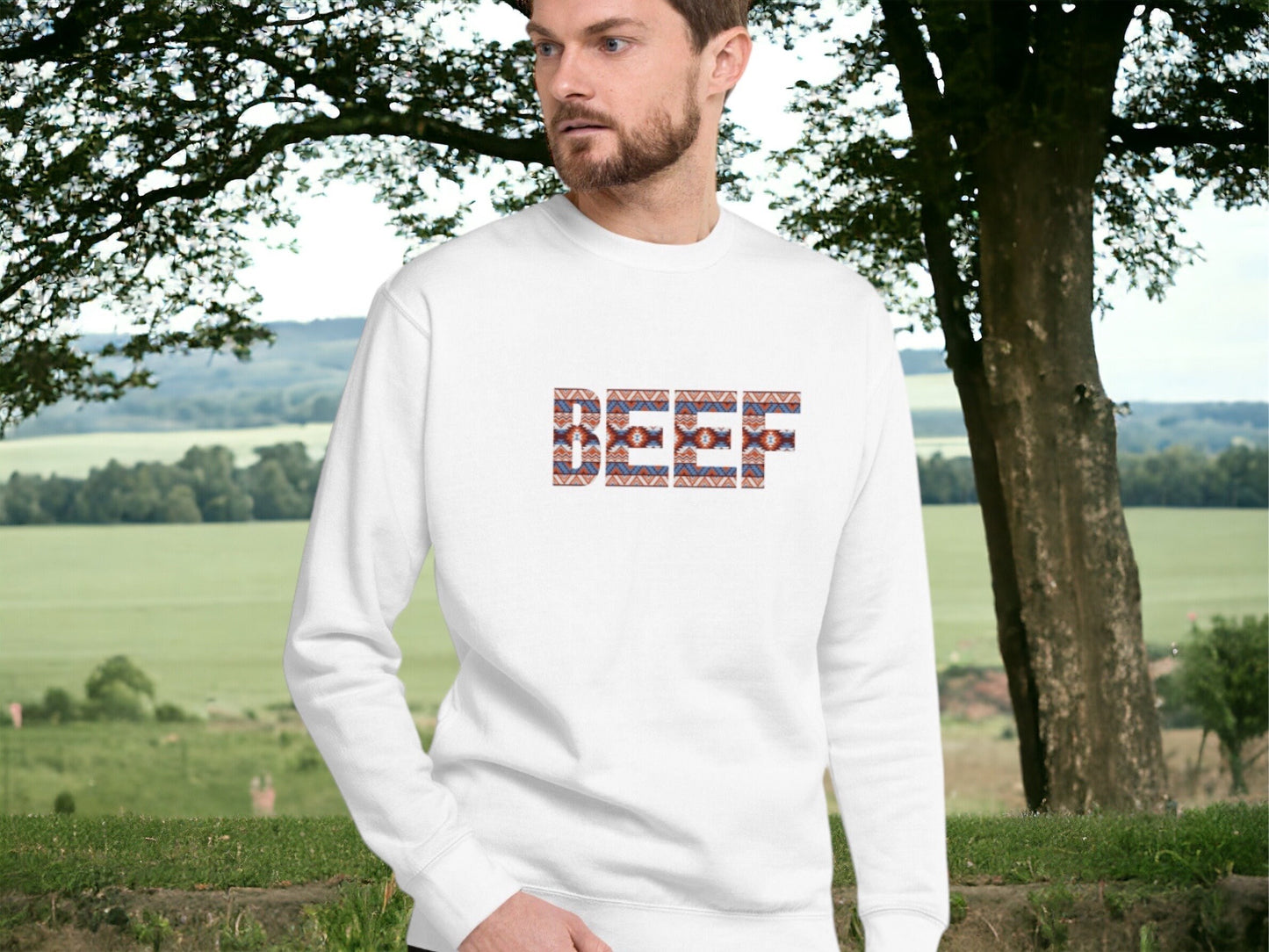 Premium Embroidered BEEF sweatshirt Country Western Sweatshirt Support Farmers Beef Cows