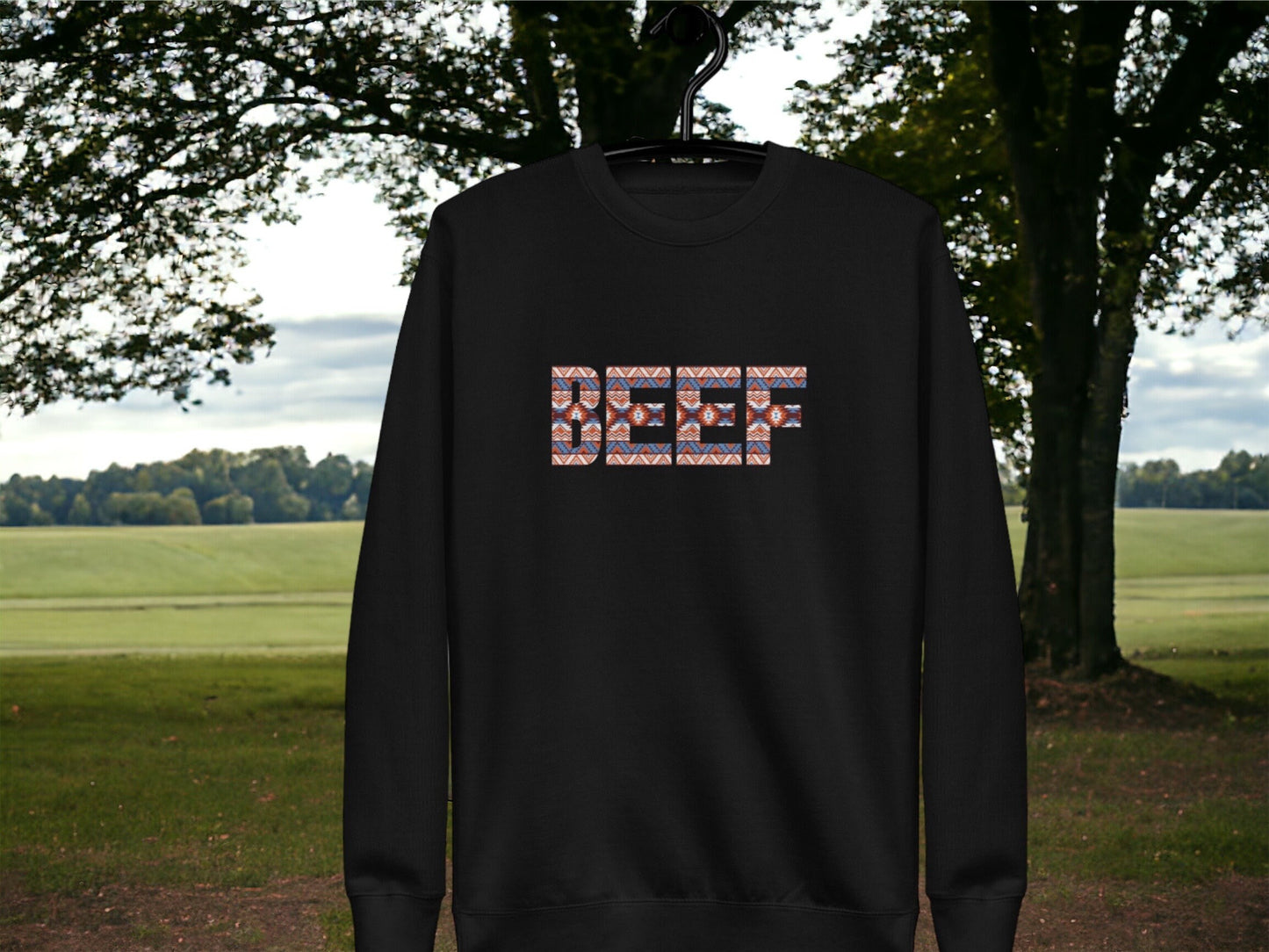 Premium Embroidered BEEF sweatshirt Country Western Sweatshirt Support Farmers Beef Cows