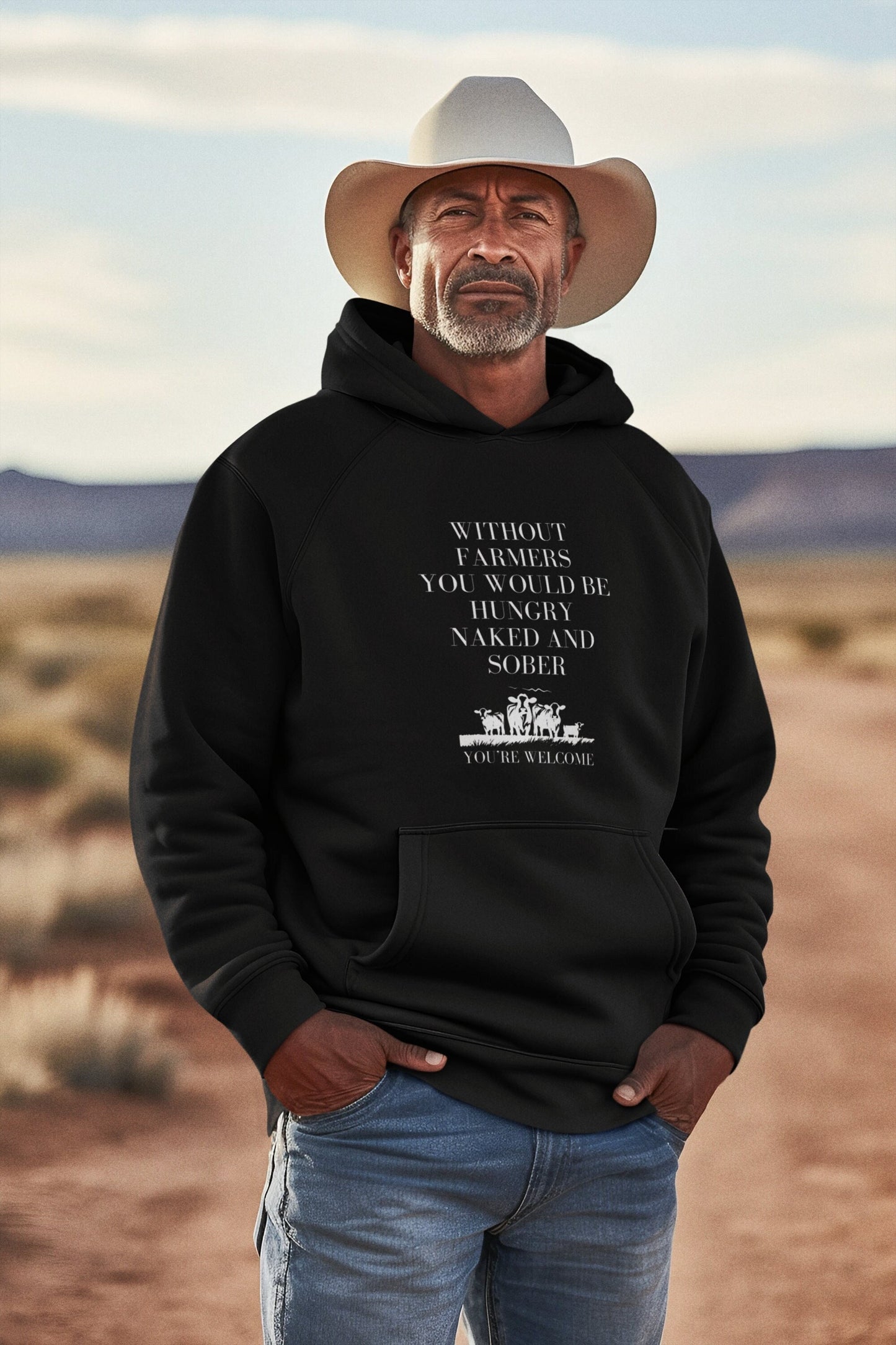 Support Farmers: Without Farmers you'd be hungry naked and sober| No Farmers No Food Hoodie | Western Hoodie