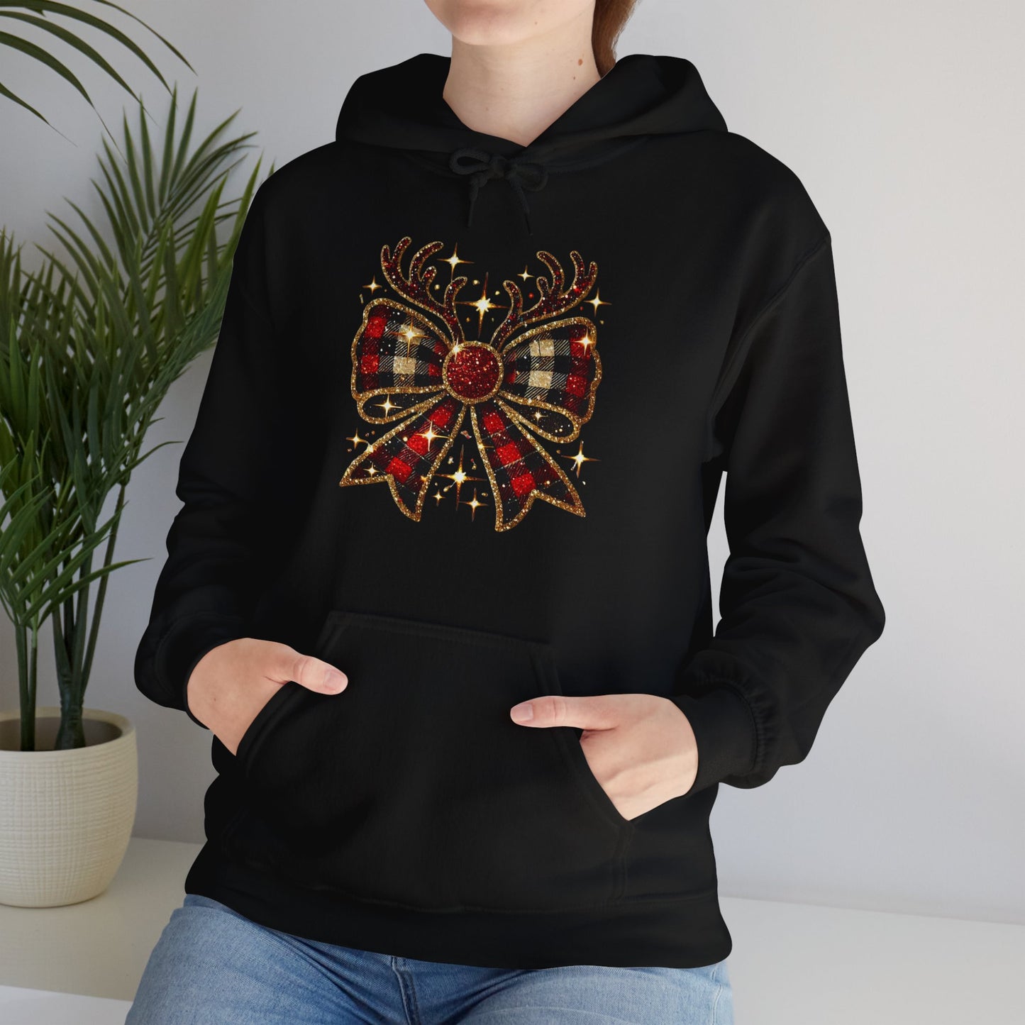 Reindeer Bow Christmas Hoodie