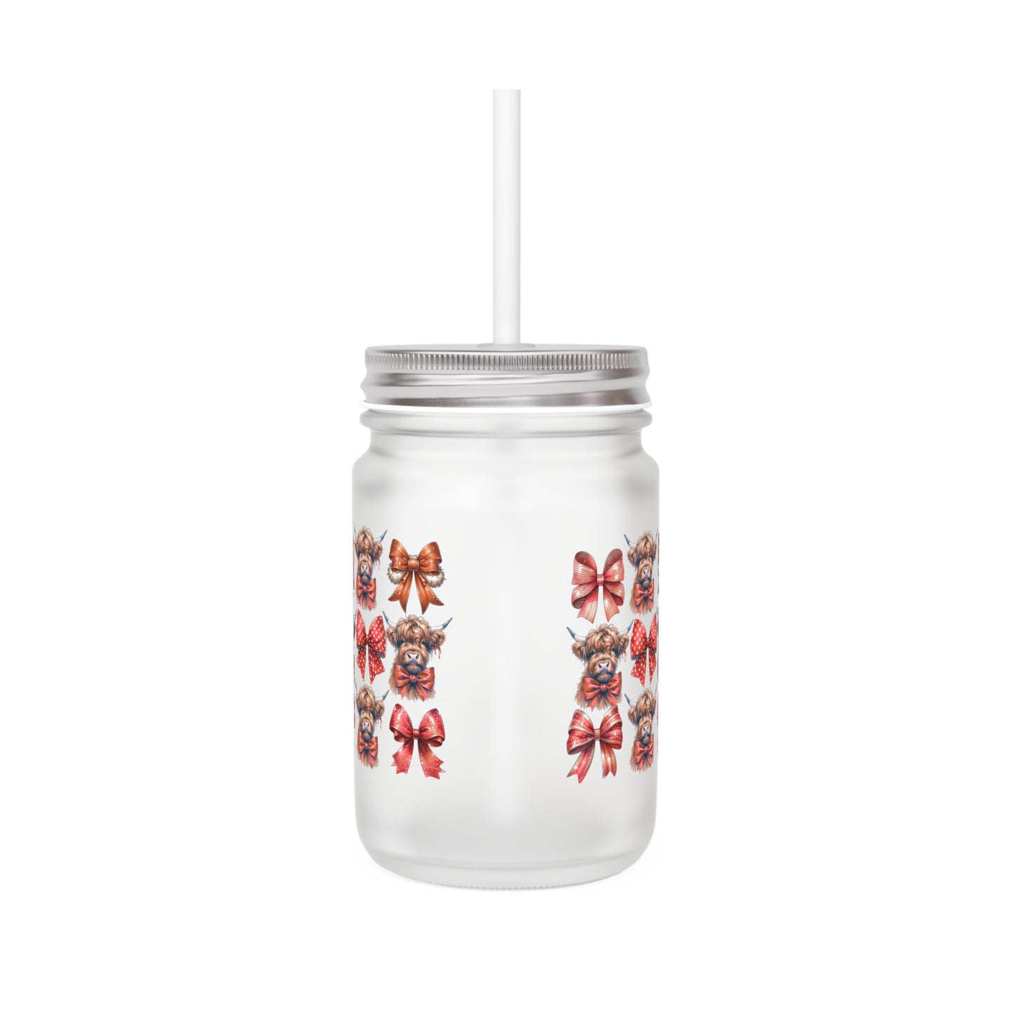 Christmas Mason Jar - Highland Cow Coquette