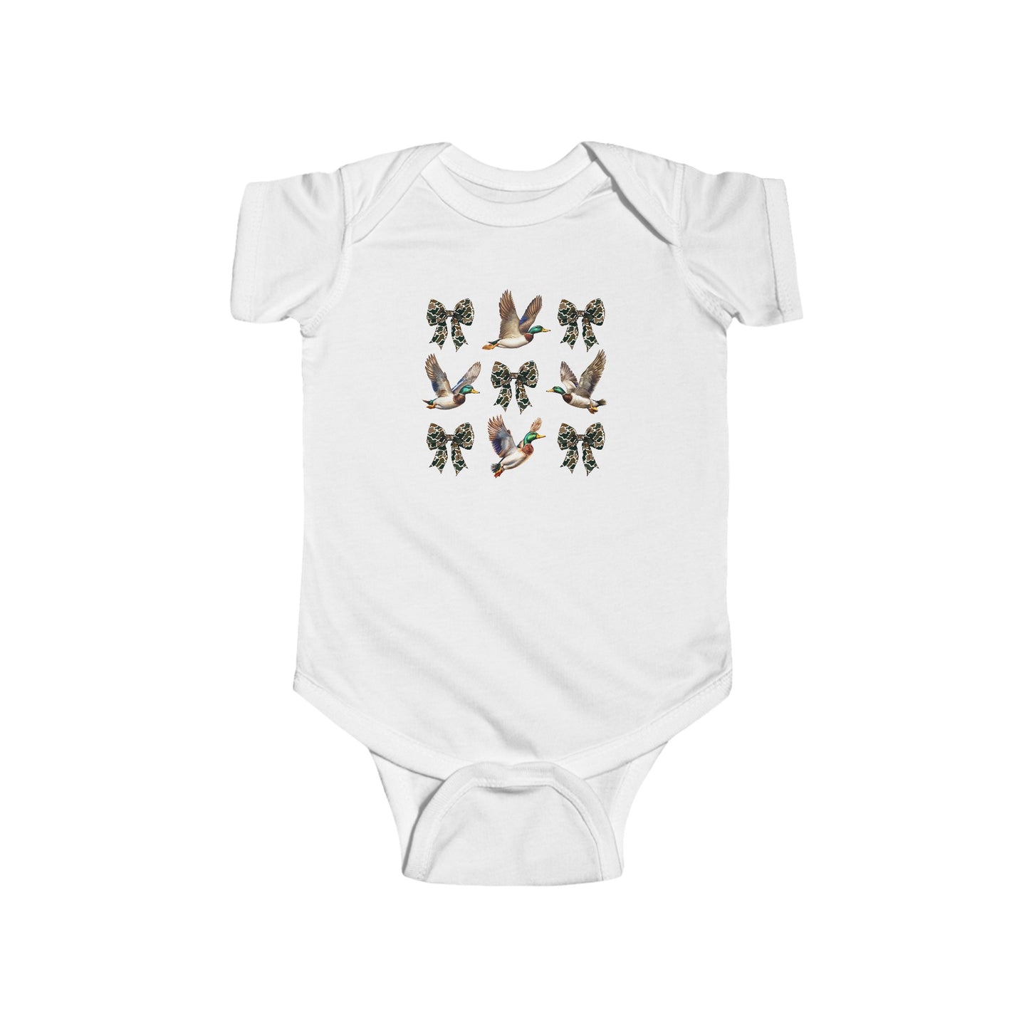 My Little Hunter Ducks & Bows Infant Fine Jersey Bodysuit