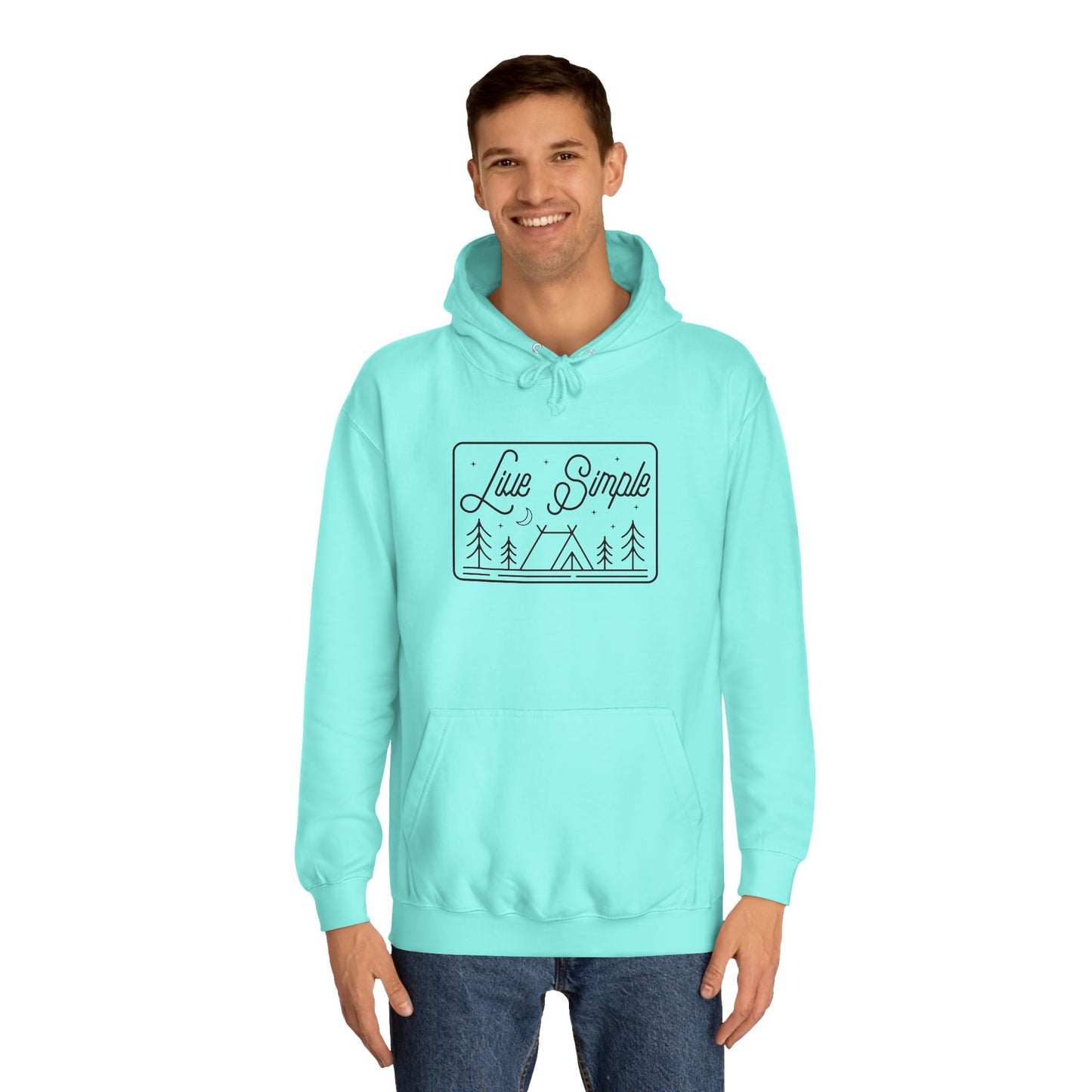 Live Simple Unisex College Hoodie | Camping Hoodie | Outdoorsy Gifts | Cabin Life | Lake Life Hoodie | Men's Hoodie | Women's Hoodie |