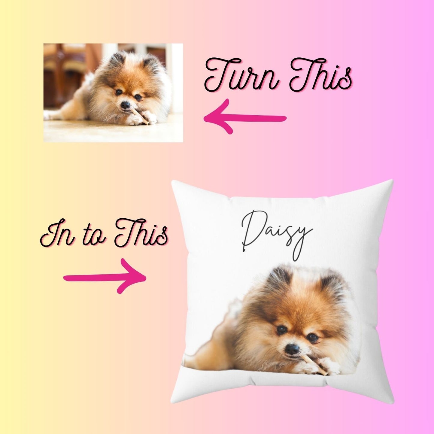 Personalized Dog Photo and Name Pillow