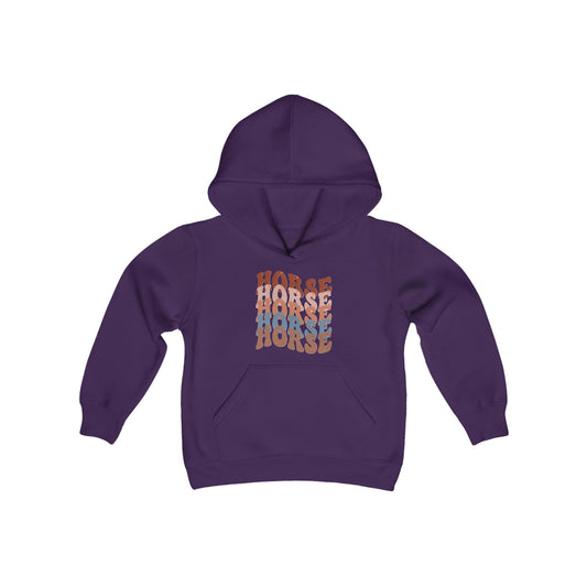 HORSE retro wave Youth Heavy Blend Hooded Sweatshirt