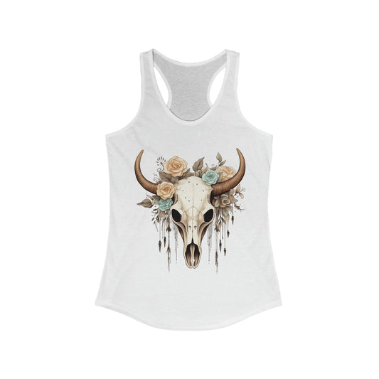 Women's Racerback Tank floral Skull