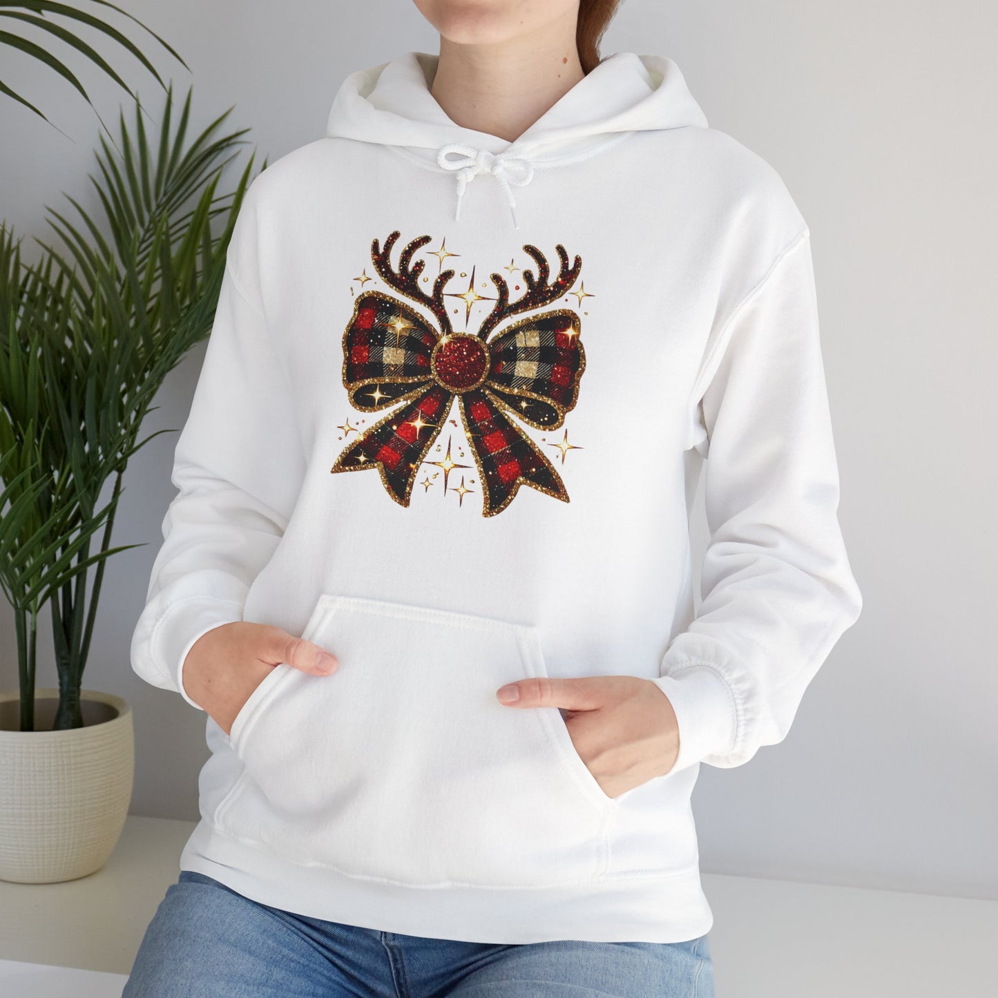 Reindeer Bow Christmas Hoodie