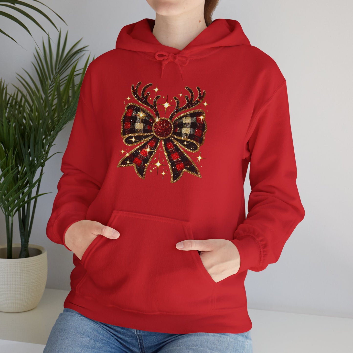 Reindeer Bow Christmas Hoodie