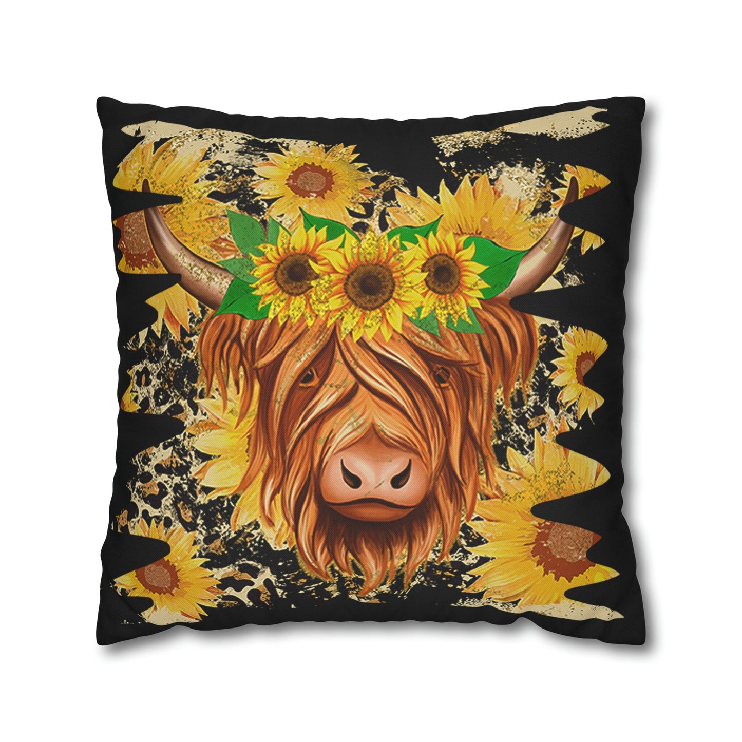 Adorable Highland Cow and Sunflower Pillow Cover: A Charming Touch for Your Home Decor!