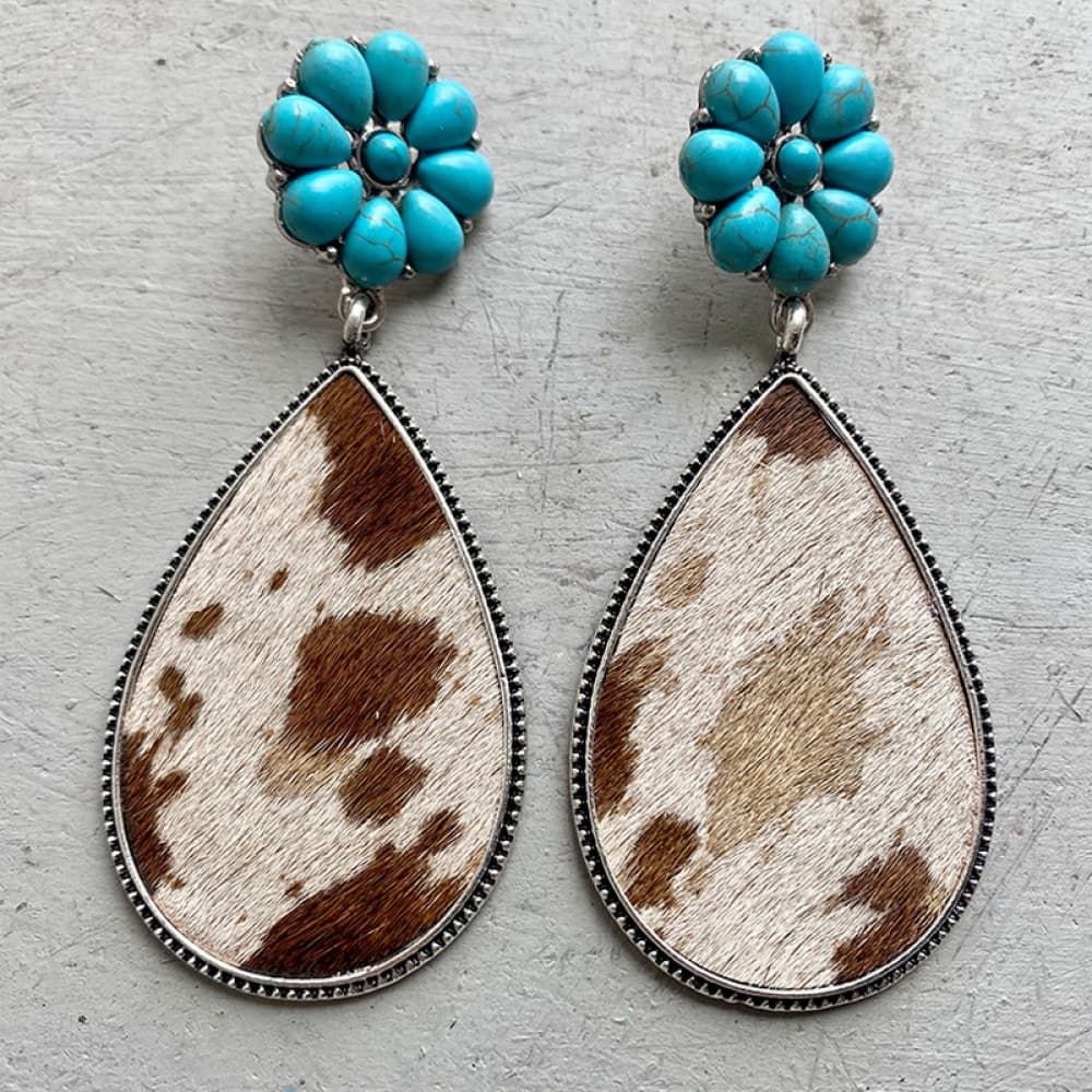 Turquoise Flower Teardrop Earrings