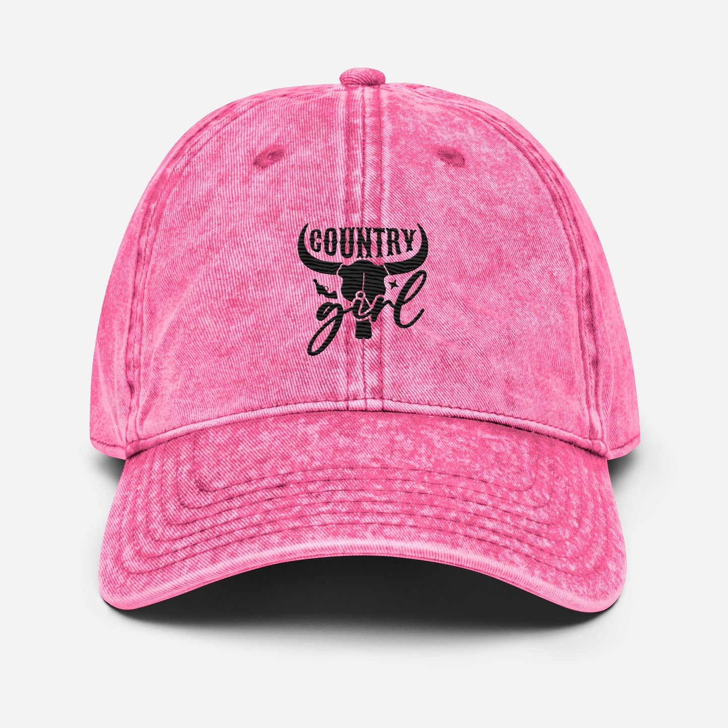 Country Girl Embroidered Vintage Cotton Twill Cap