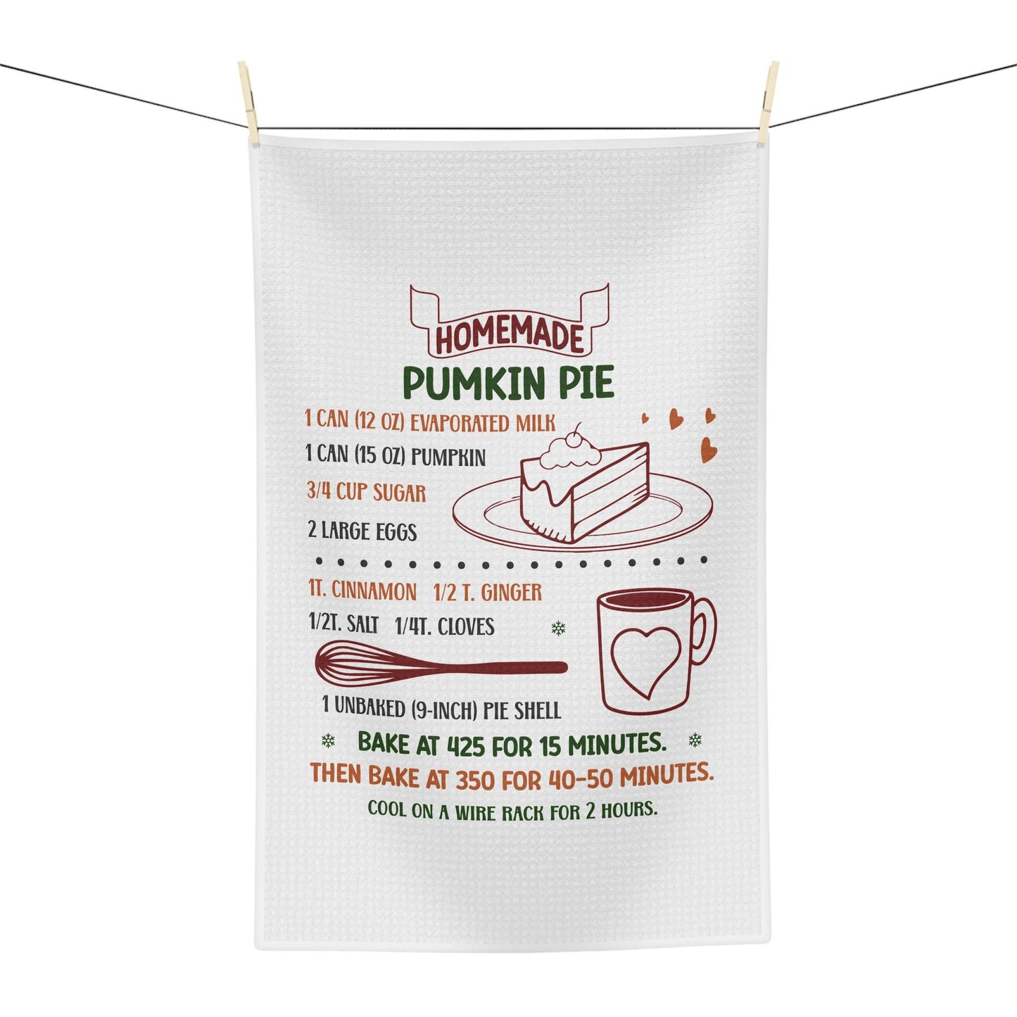 Pumpkin Pie recipe Microfiber Tea Towel