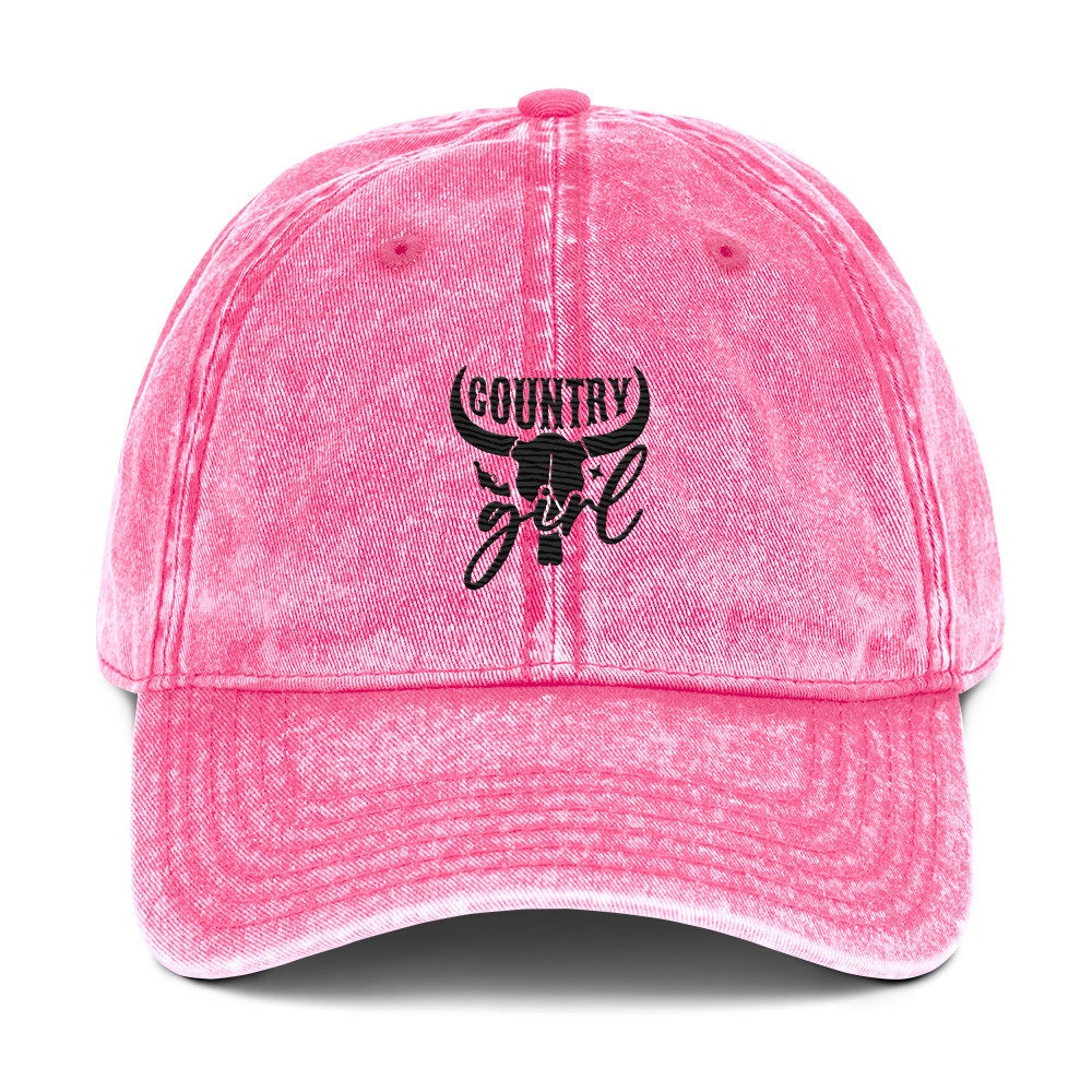 Country Girl Embroidered Vintage Cotton Twill Cap