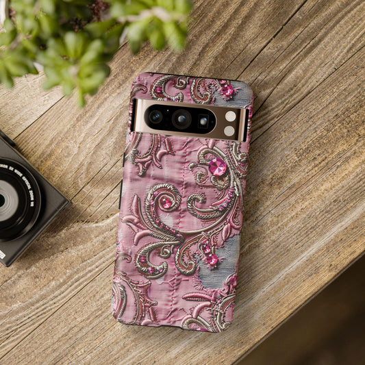 Denim and Lace Print Tough Case for Samsung and Galaxy Phones, Protective Phone Cover, Trendy phone accessory