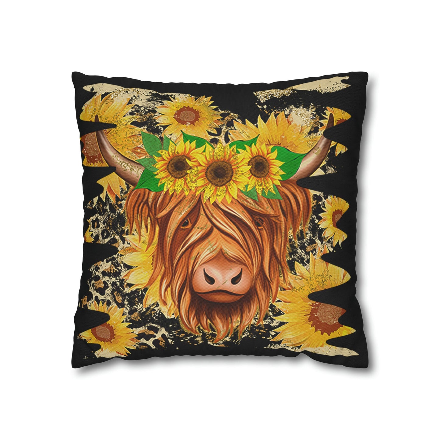 Adorable Highland Cow and Sunflower Pillow Cover: A Charming Touch for Your Home Decor!